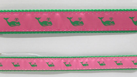 Preston Ribbons "Green Whale on Pink Collar, Leash or Set