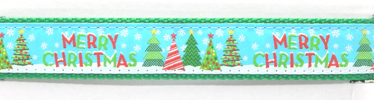 Preston Ribbons "Merry Christmas on Blue" Collar, Leash or Set