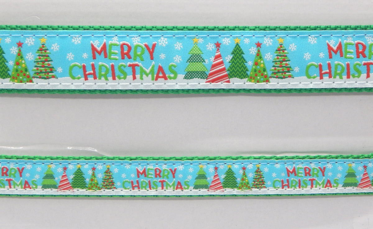 Preston Ribbons "Merry Christmas on Blue" Collar, Leash or Set