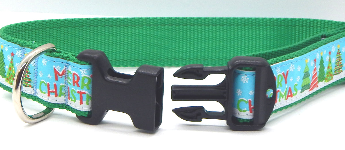 Preston Ribbons "Merry Christmas on Blue" Collar, Leash or Set