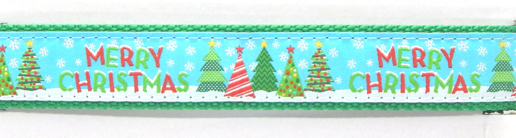 Preston Ribbons "Merry Christmas on Blue" Collar, Leash or Set