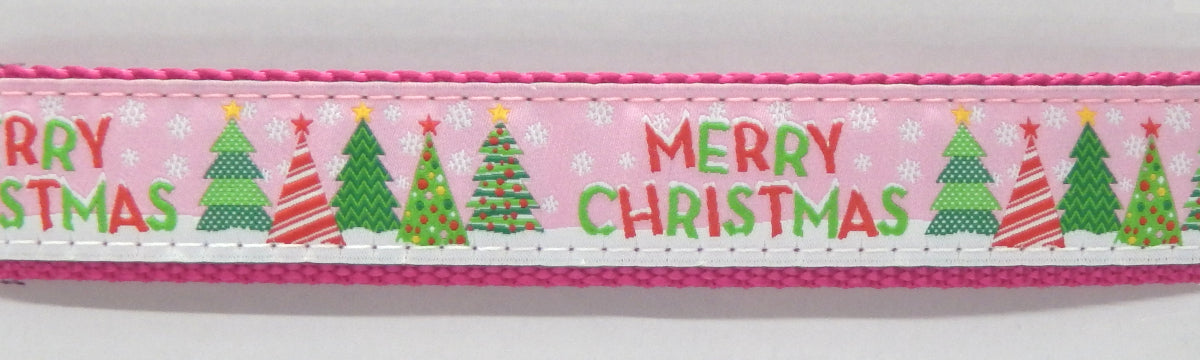 Preston Ribbons "Merry Christmas on Pink" Collar, Leash or Set
