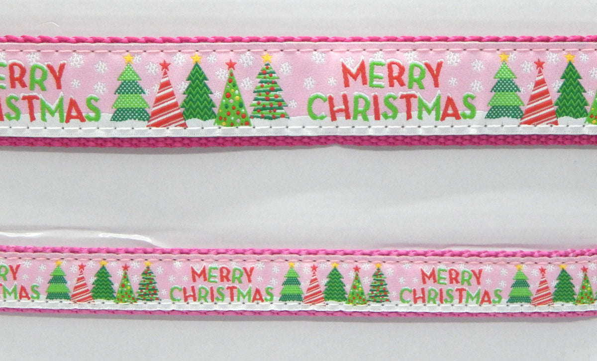 Preston Ribbons "Merry Christmas on Pink" Collar, Leash or Set