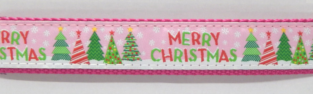 Preston Ribbons "Merry Christmas on Pink" Collar, Leash or Set