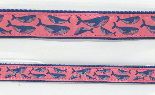 Preston Ribbons "Humpback Whale on Raspberry" Collar, Leash or Set