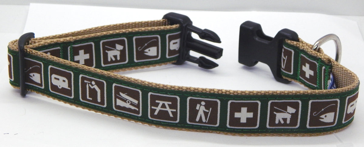Preston Ribbons "Park Signs" Collar, Leash, Set, SMALL Dogs, FREE Matching Key Ring with Set