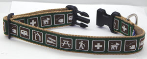 Preston Ribbons "Park Signs" Collar, Leash, Set, SMALL Dogs, FREE Matching Key Ring with Set