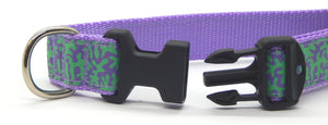 Preston Ribbons "Lilac and Green Coral" Collar, Leash, Set, MEDIUM/LARGE Dogs, FREE Matching Key Ring with Set