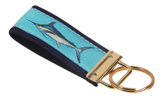 Preston Marlin Classic Ribbon Key Ring<br>Navy Cotton Web