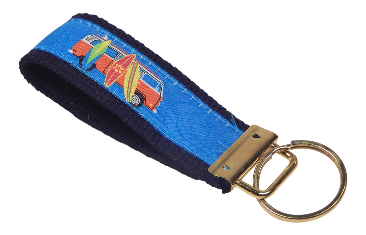 Preston Surfboards Classic Ribbon Key Ring<br>Navy Cotton Web