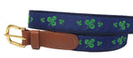 Preston Leather "Shamrocks on Navy" Belt, Navy Web, Size 34, MISFIT BELT SALE