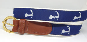 Preston Leather "Map of Cape Cod" Belt, White Web, Size 49, MISFIT BELT SALE