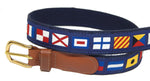 Preston Leather "A-Z Code Flag" Belt, Navy Web, Size 30, MISFIT BELT SALE