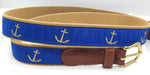 Preston Leather "Glittery Golden Anchor" Belt, Khaki Web, FOR LEFT-HANDED PERSON, Size 48, MISFIT BELT SALE
