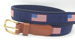 Preston Leather "American Flag" Belt, Navy Web, Size 30, MISFIT BELT SALE