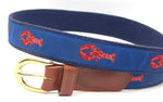 Preston Leather "Red Lobster" Belt, Navy Web, Size 48, MISFIT BELT SALE