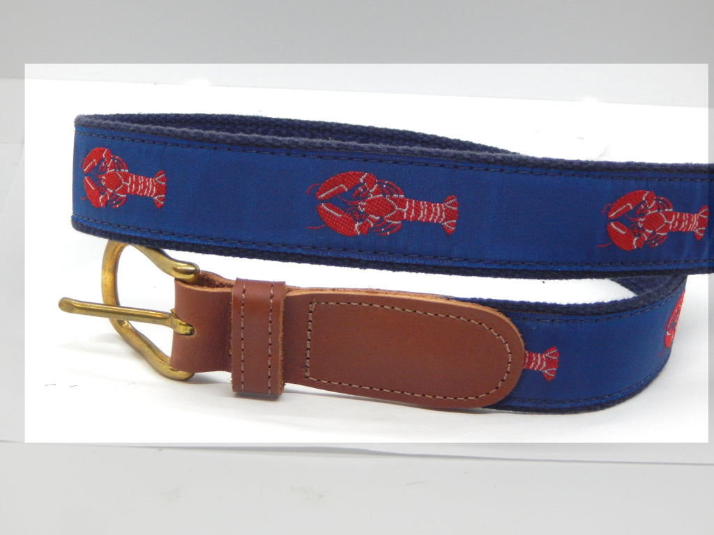 Preston Leather "Red Lobster" Belt, Navy Web, Size 44, MISFIT BELT SALE