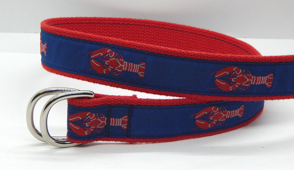 Preston Leather "Red Lobster" Double D-Ring Belt, Navy Web, Size XL, MISFIT BELT SALE