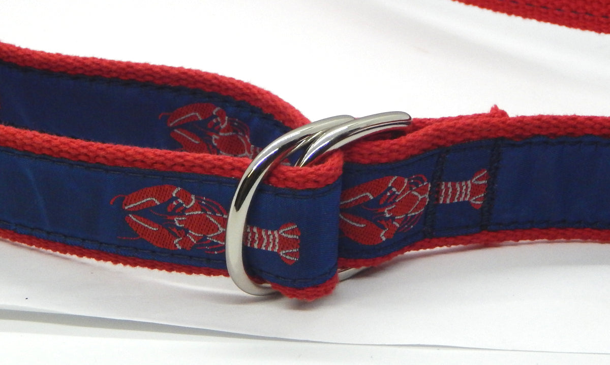 Preston Leather "Red Lobster" Double D-Ring Belt, Navy Web, Size XL, MISFIT BELT SALE