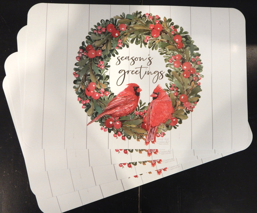 Season's Greetings Wreath<br>Holiday Vinyl Placemats<br>SET OF 4