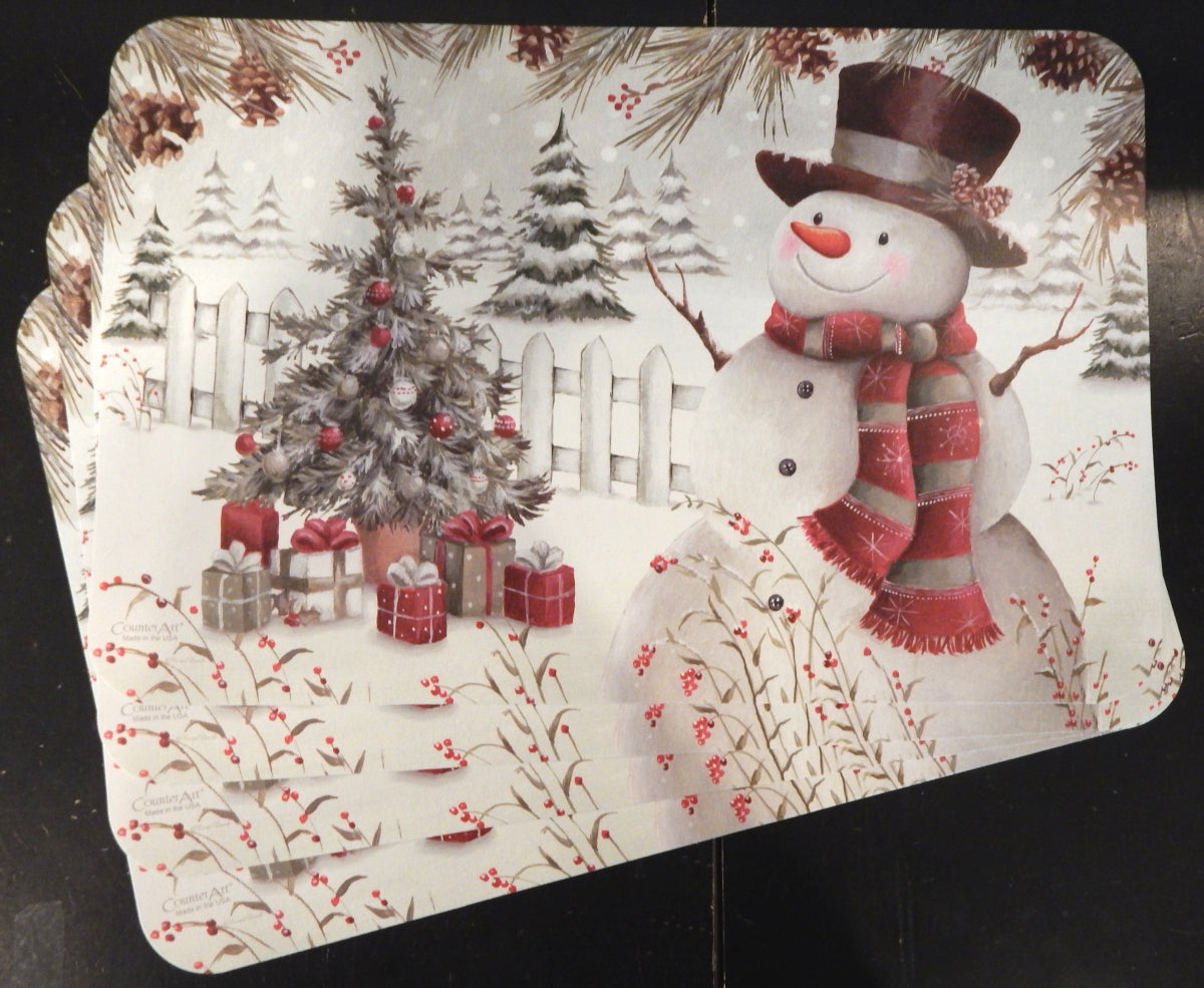 Snowman and Tree<br>Holiday Vinyl Placemats<br>SET OF 4