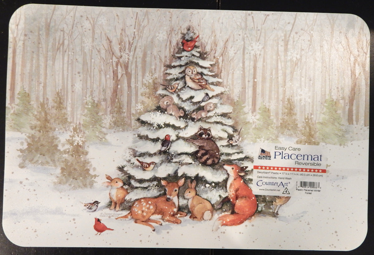 Snowman with Animals<br>Holiday Vinyl Placemats<br>SET OF 4