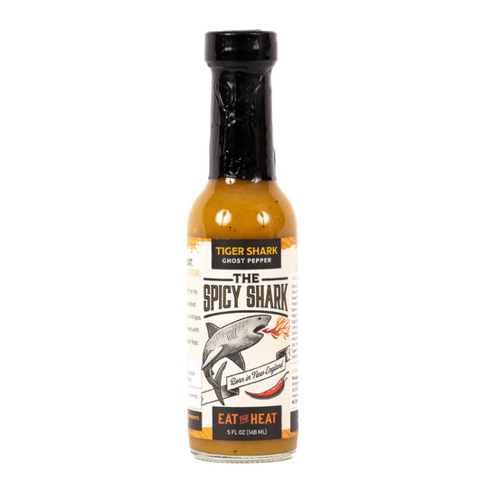 Tiger Shark Ghost Pepper<br>Hot Heat<br>5 oz. Bottle<br>by Spicy Shark
