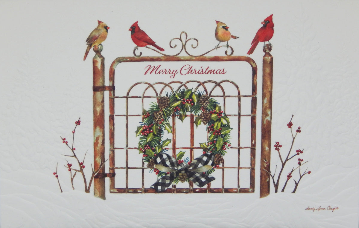"Merry Christmas"<br>Bird Christmas Cards (#1417)<br>Embossed by Pumpernickel Press