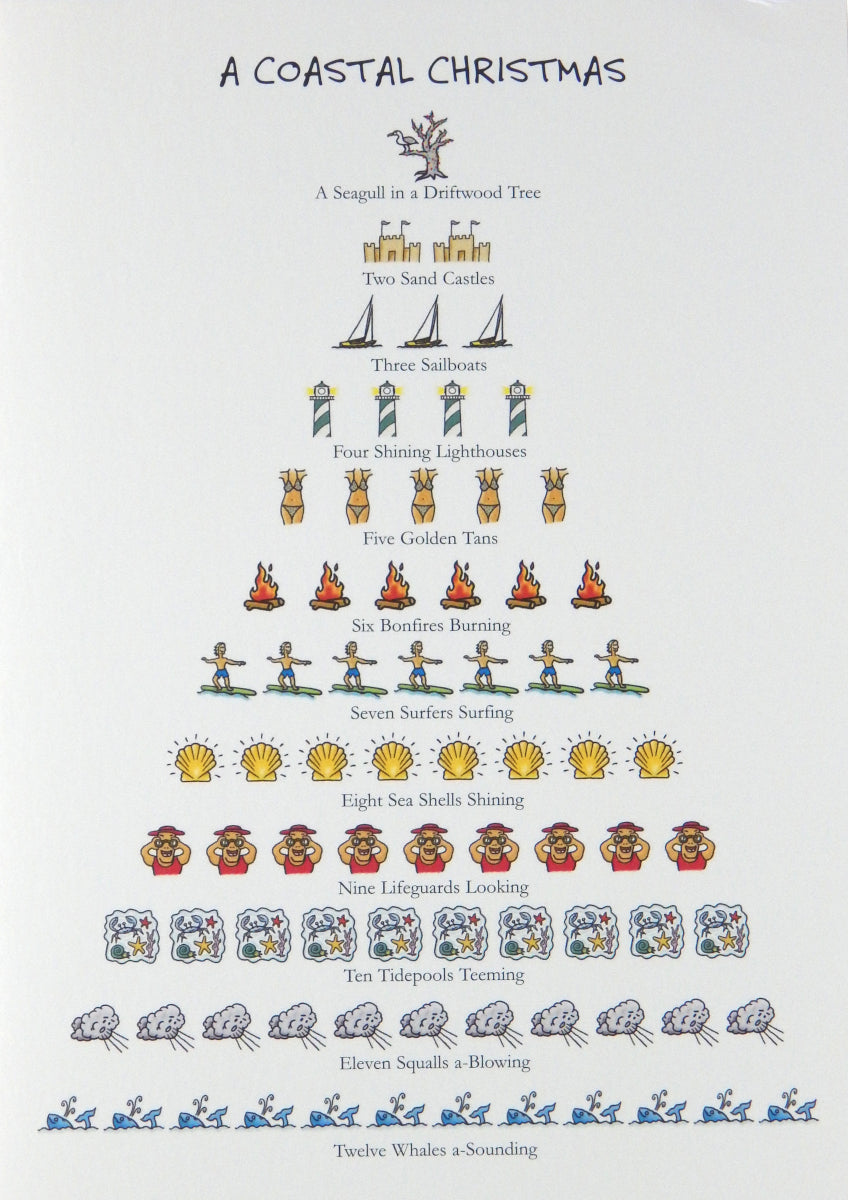Coastal 12 Days of Christmas Cards (#1489)<br>12 Days of Christmas<br>100% Recycled<br>NEW! by Allport Editions