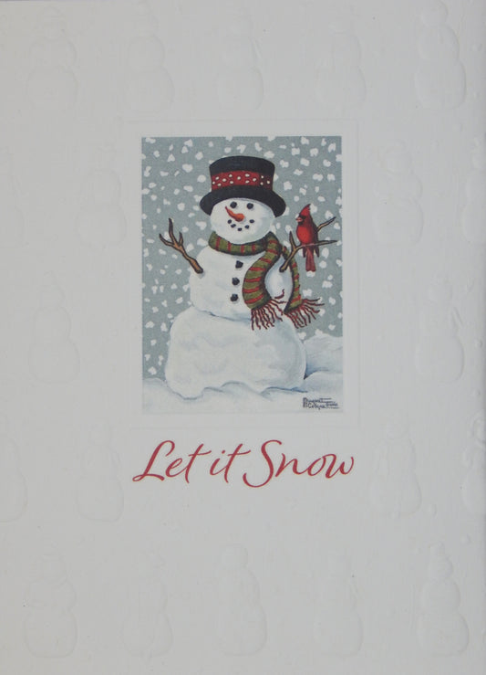 "Let It Snow"<br>Snowman Christmas Cards (#1413)<br><font color="red"><b>SMALLER CARD</b></font><br>Embossed by Pumpernickel Press