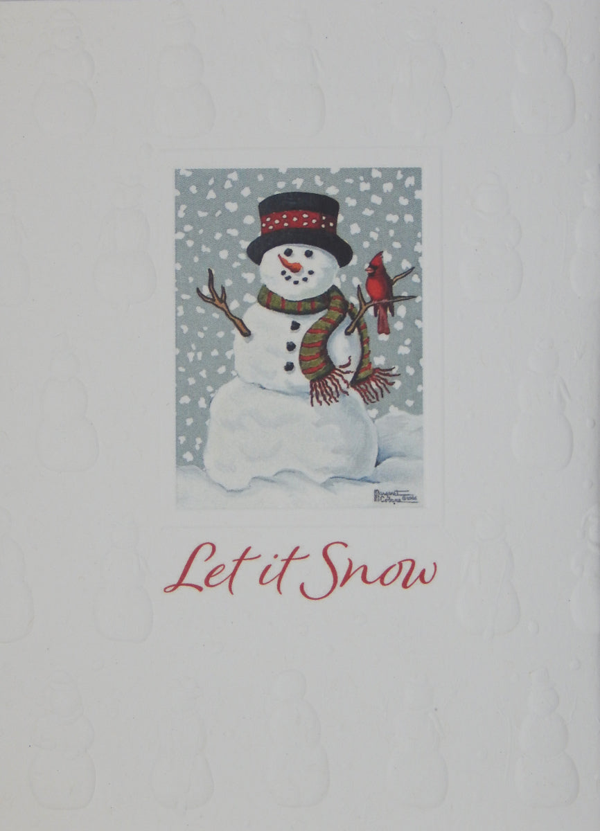"Let It Snow"<br>Snowman Christmas Cards (#1413)<br><font color="red"><b>SMALLER CARD</b></font><br>NEW! Embossed by Pumpernickel Press