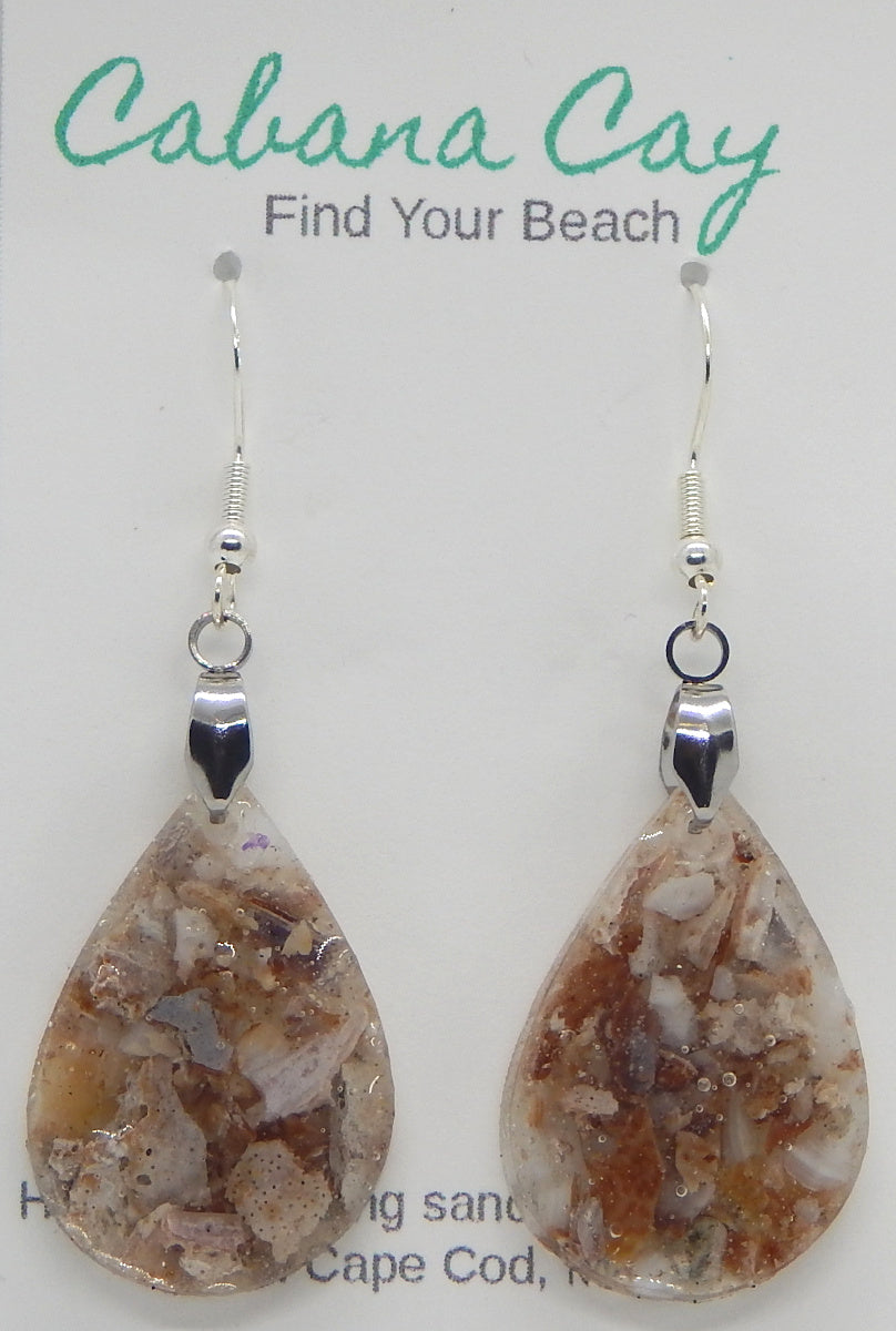 Beach Sand and Seashells<br>Teardrop Shell Earrings<br>Cape Cod, MA