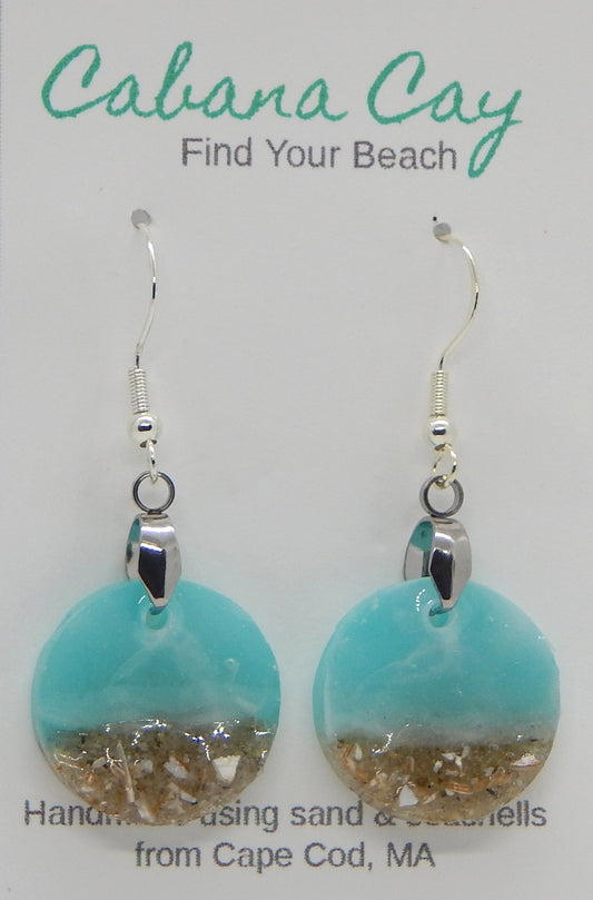 Beach Sand and Seashells<br>Circle Earrings<br>Cape Cod, MA