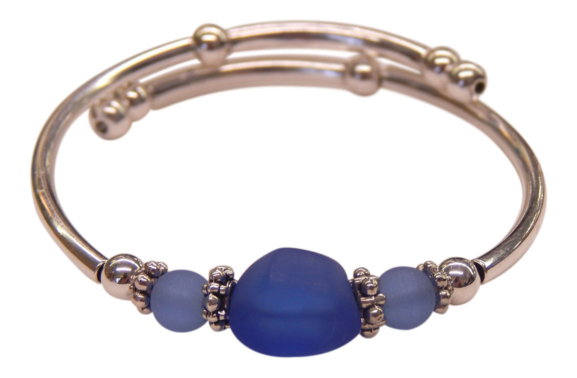 "Sapphire" Seaglass Single, Wrap-Around Embracelet