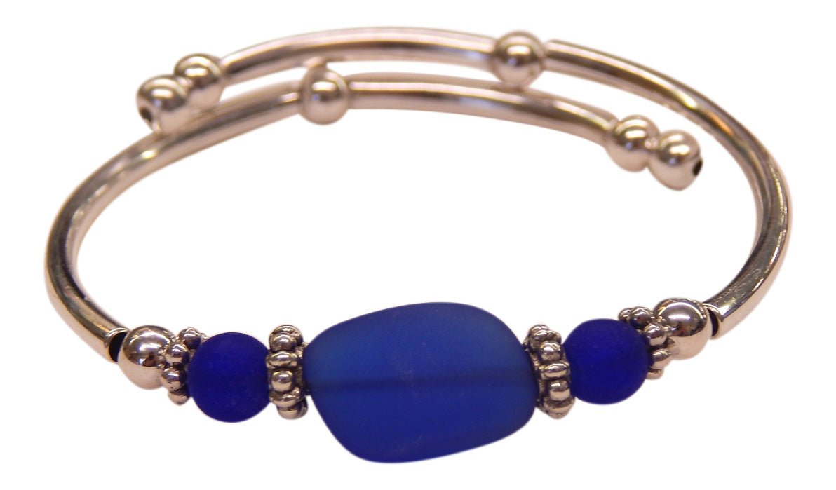 "Cobalt" Seaglass Single, Wrap-Around Embracelet