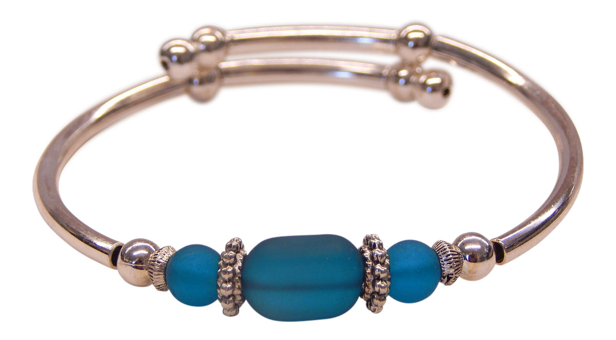 "Peacock" Seaglass Single, Wrap-Around Embracelet