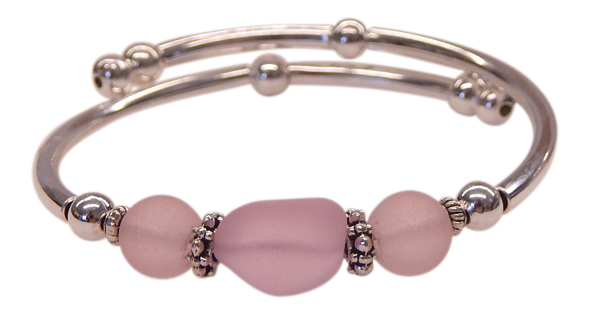 "Pink" Seaglass Single, Wrap-Around Embracelet