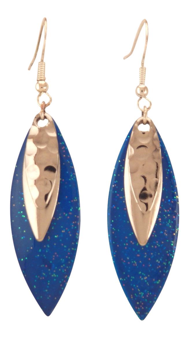 Fishing Lure Drop Style Earrings, 3-pc., Blue Sparkle, Silver Tone