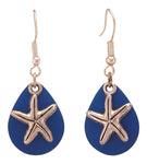 Fishing Lure Drop Style Earrings, 2-pc., Silver Tone Starfish, Ocean Blue Lure Backing