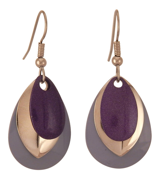 Fishing Lure Drop Style Earrings, 3-pc., Shades of Purple, Silver Tone