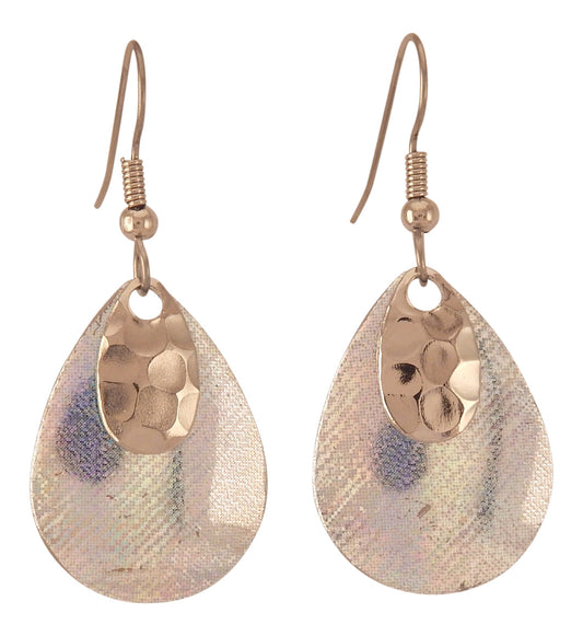 Fishing Lure Drop Style Earrings, 2-pc., Small Dimpled Silver Tone, Large Iridescent Lure Backing