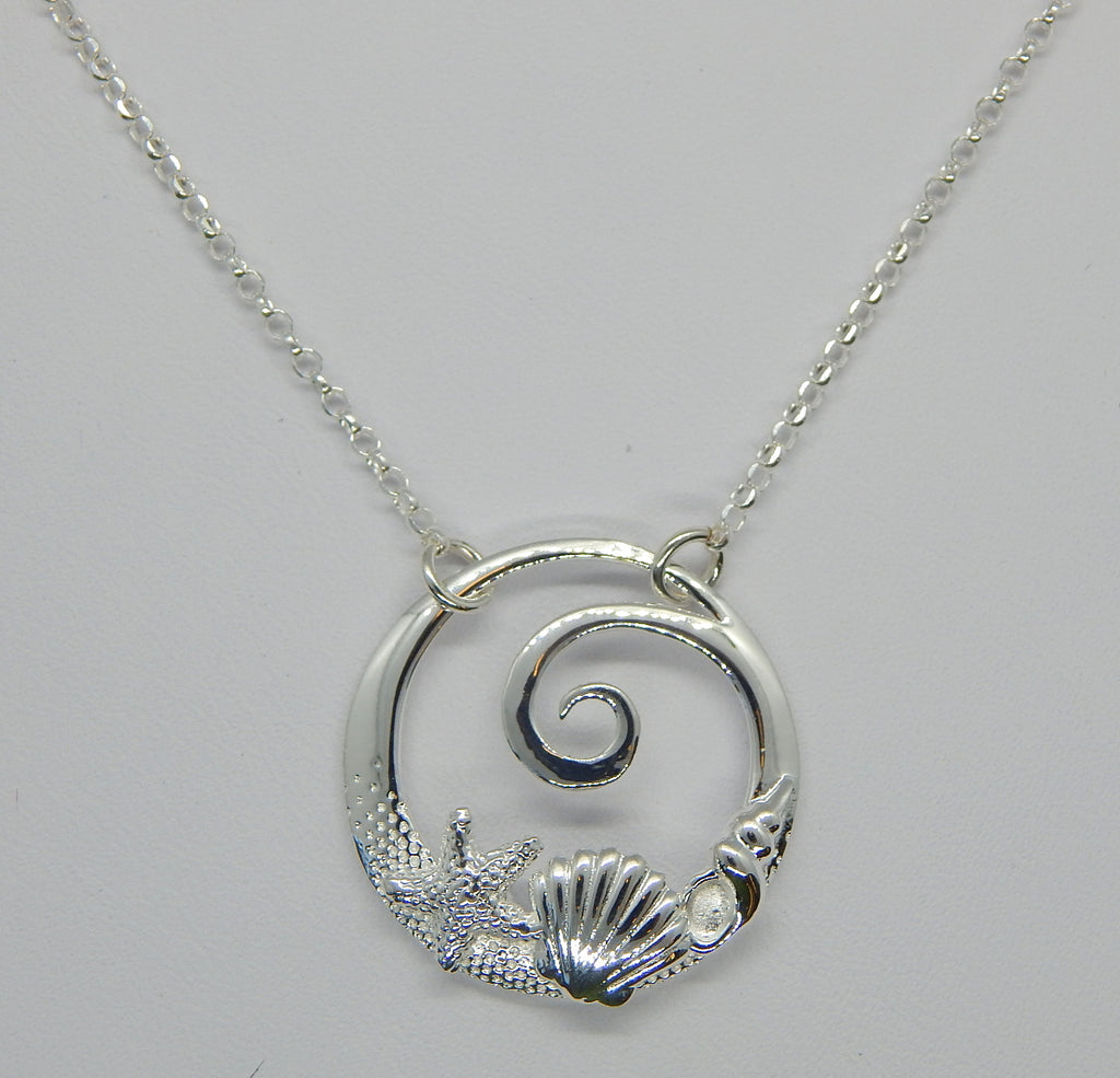 Sterling Silver Wave/Shell Necklace<br>by Fishgirl Designs