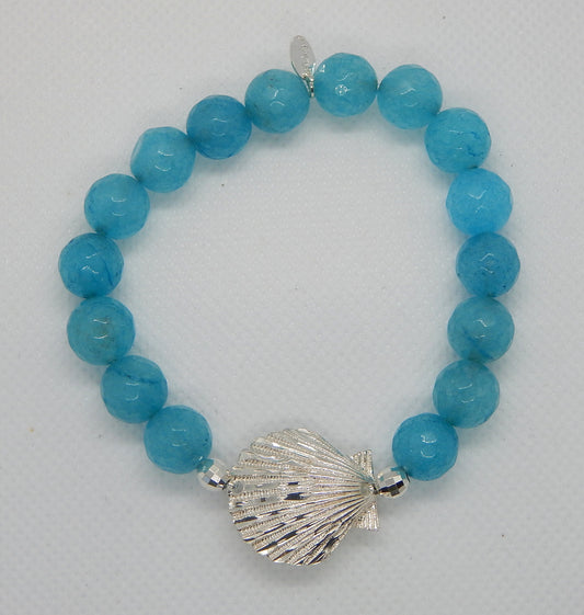 Sterling Silver Scallop Shell Stretch Bracelet<br>by Fishgirl Designs