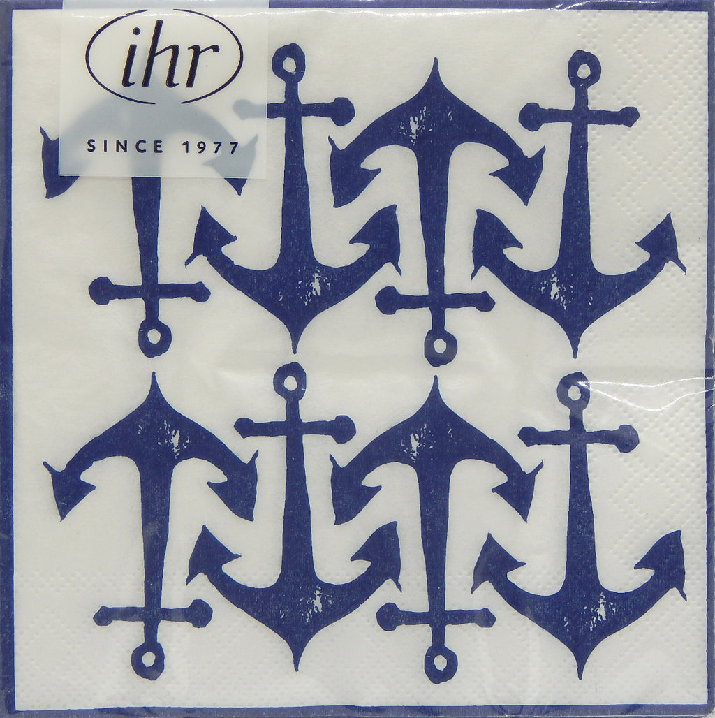 Hand Stamp Anchor Cocktail Napkins<br>20 Count<br>by IHR