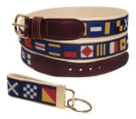 Preston Leather "Nautical Code Flag" Belt, Natural Web, FREE Matching Key Ring