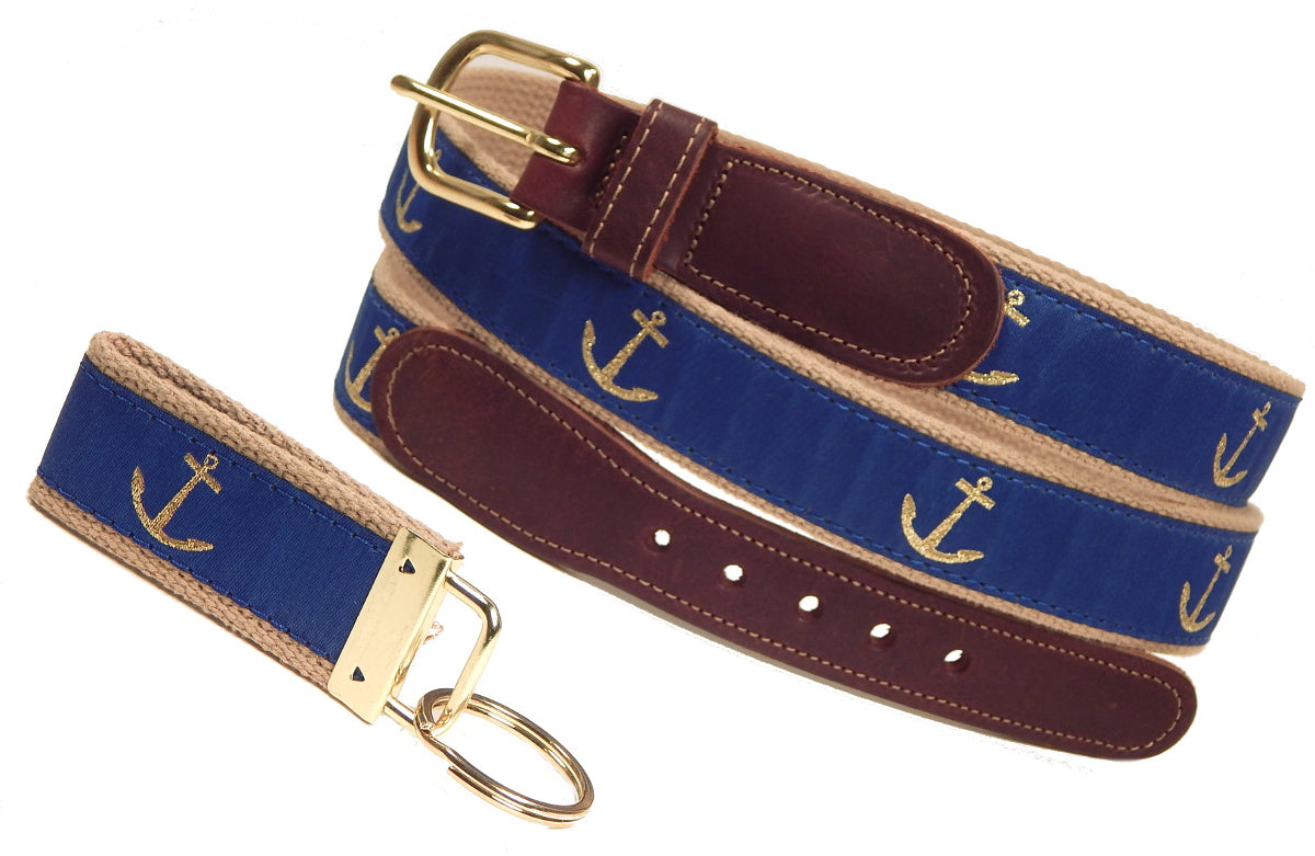 Buy Anchor Buckle Leather Belt For Men - Navy Blue