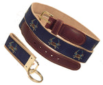 Preston Leather "Maryland Blue Crab" Belt, Khaki Web, FREE Matching Key Ring