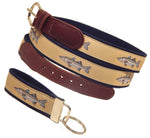 Preston Leather "Sand Snook" Belt, Navy Web, FREE Matching Key Ring