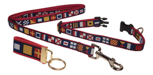 Preston Ribbons "Nautical Code Flag" Collar, Leash, Set, SMALL Dogs, FREE Matching Key Ring with Set