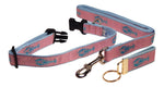 Preston Ribbons "Blue Lobster on Pink" Collar, Leash, Set, MEDIUM/LARGE Dogs, FREE Matching Key Ring with Set